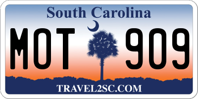 SC license plate MOT909