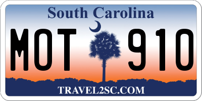 SC license plate MOT910