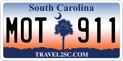 SC license plate MOT911