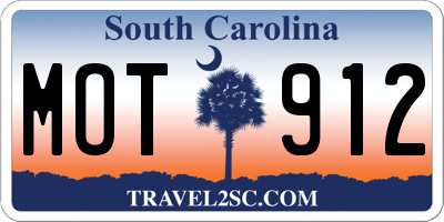 SC license plate MOT912