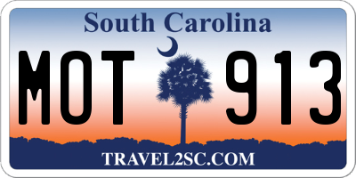 SC license plate MOT913