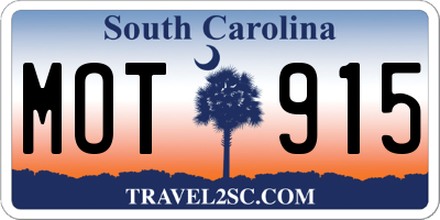 SC license plate MOT915