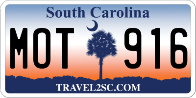 SC license plate MOT916