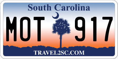 SC license plate MOT917