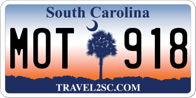 SC license plate MOT918