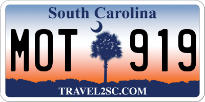 SC license plate MOT919