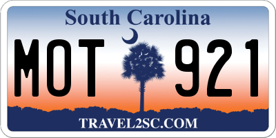 SC license plate MOT921