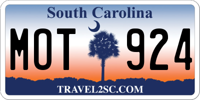 SC license plate MOT924
