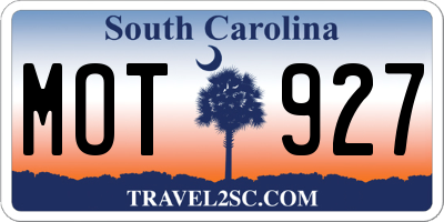 SC license plate MOT927