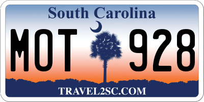 SC license plate MOT928
