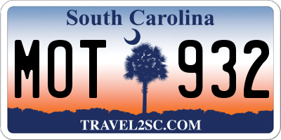 SC license plate MOT932