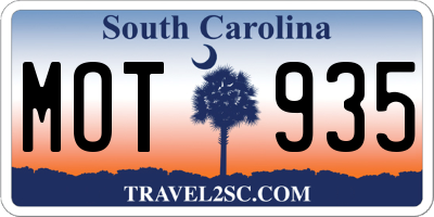 SC license plate MOT935
