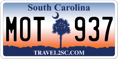 SC license plate MOT937