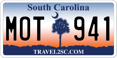 SC license plate MOT941