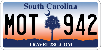 SC license plate MOT942