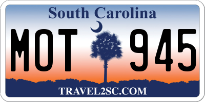 SC license plate MOT945