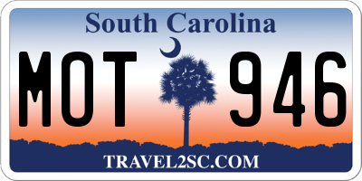 SC license plate MOT946