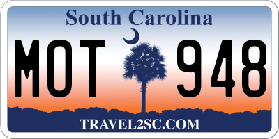 SC license plate MOT948
