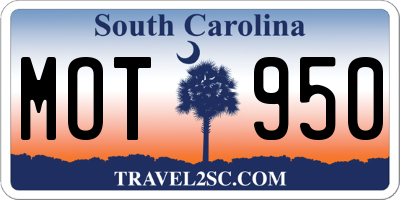 SC license plate MOT950
