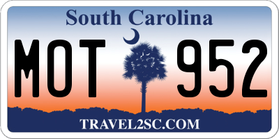 SC license plate MOT952