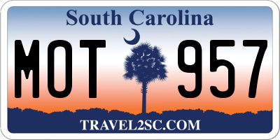 SC license plate MOT957