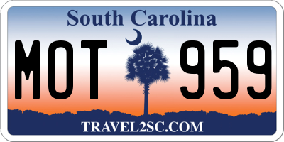 SC license plate MOT959