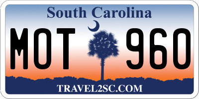 SC license plate MOT960