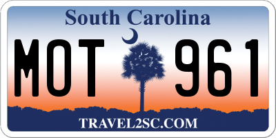 SC license plate MOT961