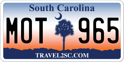 SC license plate MOT965
