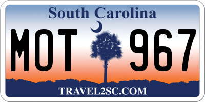 SC license plate MOT967