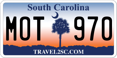 SC license plate MOT970