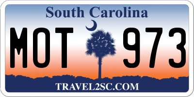 SC license plate MOT973