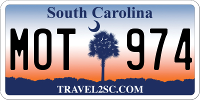 SC license plate MOT974