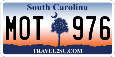 SC license plate MOT976
