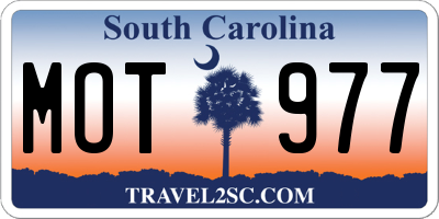 SC license plate MOT977