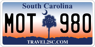 SC license plate MOT980