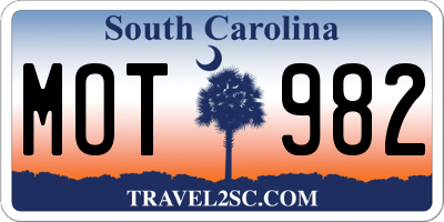 SC license plate MOT982
