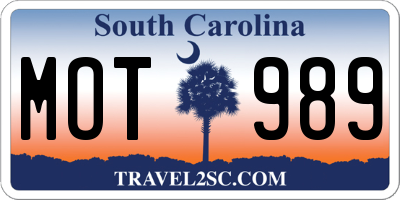 SC license plate MOT989