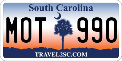 SC license plate MOT990