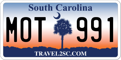 SC license plate MOT991