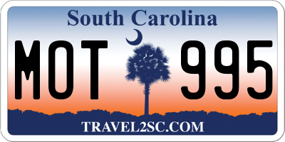 SC license plate MOT995