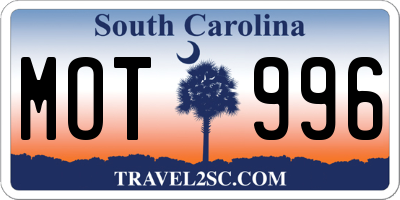 SC license plate MOT996