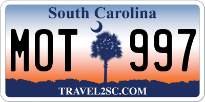 SC license plate MOT997