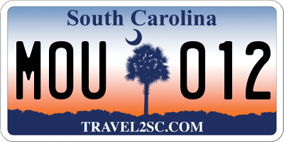 SC license plate MOU012