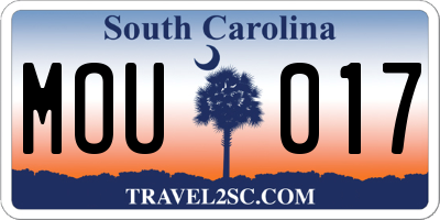 SC license plate MOU017