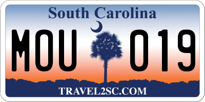 SC license plate MOU019