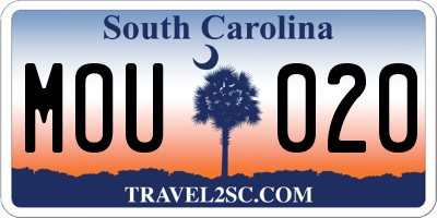 SC license plate MOU020