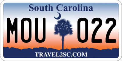 SC license plate MOU022