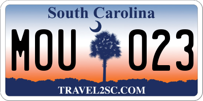 SC license plate MOU023