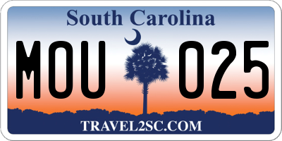 SC license plate MOU025
